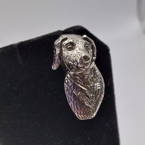 Vintage Detailed  Dog w/ Bandana Silvertone Brooch. Unique & GC.